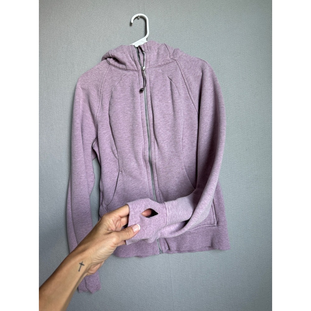 Lululemon Scuba Full Zip Hoodie Women Sz 6 Pink Heathered Mauve Athletic Jacket - Picture 7 of 12
